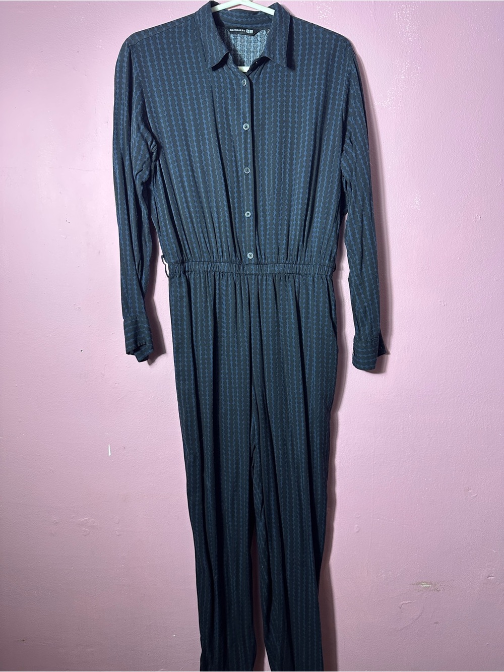 Marimekko Teal Patterned Long-Sleeve Jumpsuit